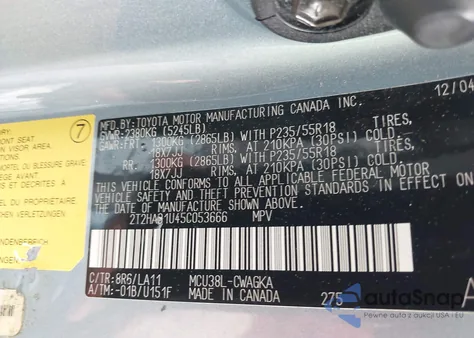 2005 Lexus Rx 330 z USA, uszkodzony, nr VIN 2T2HA31U45C053666